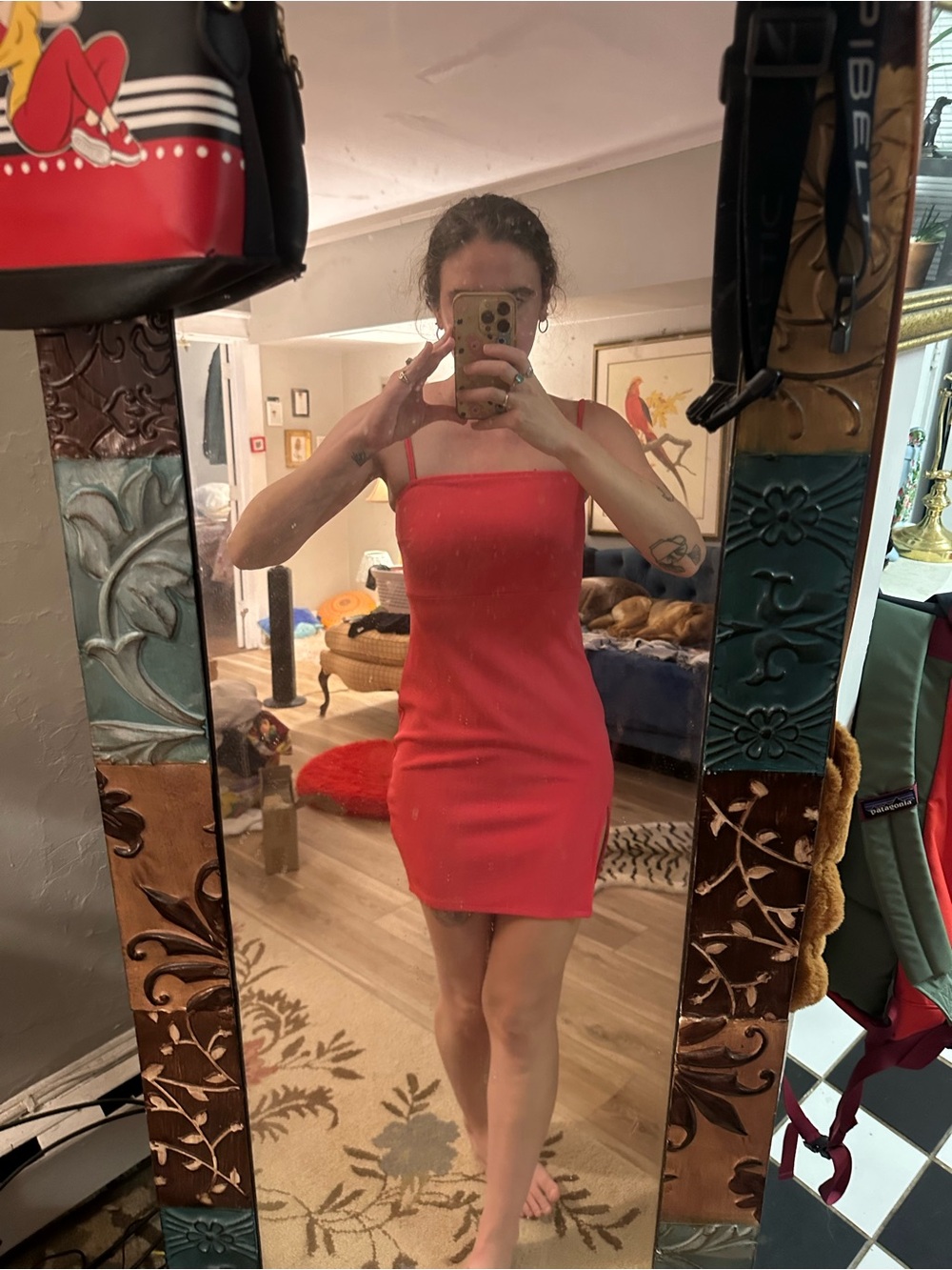 Guess pink Square-Neck Bodycon Mini Dress
